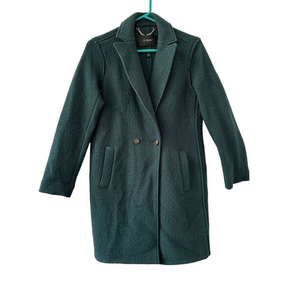 J.Crew Italian Boiled Wool Daphne Trench Coat Jacket Womens Green Size OP - Picture 1 of 4